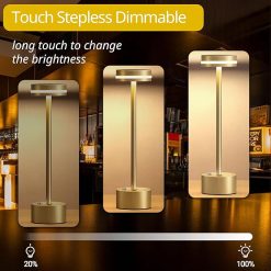Alternative view of Cordless Table Lamp, Portable Rechargeable Bedside Lamp, Touch Stepless Dimmable Desk Lamp, for Home Bedroom Hotel Restaurant Bar Outdoor, 2 Pack, Gold