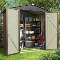 Lofka 6 x 4 FT Outdoor Shed for Storage Metal Garden Shed with Double Lockable Doors