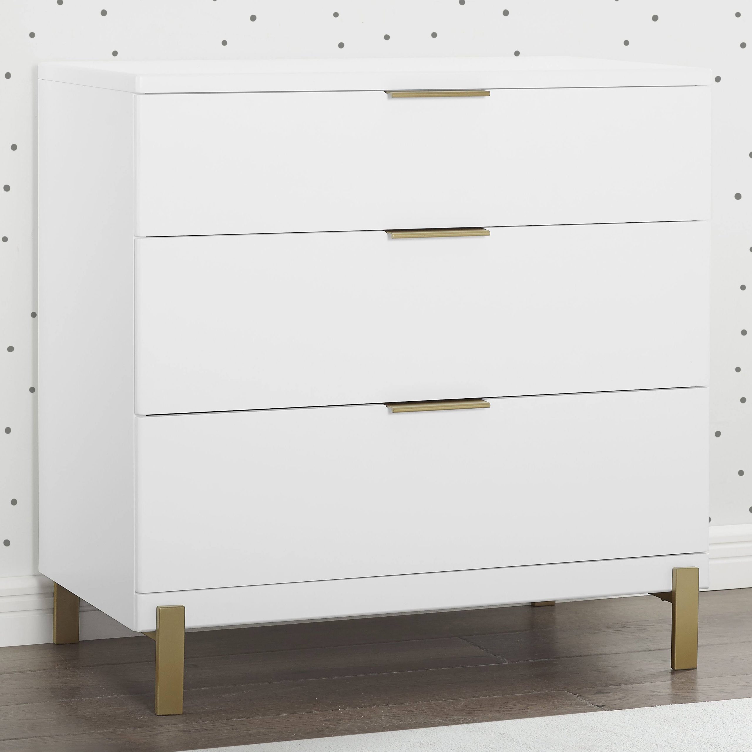 Delta Children Hendrix 3 Drawer Dresser in Bianca White/Bronze - Image 2