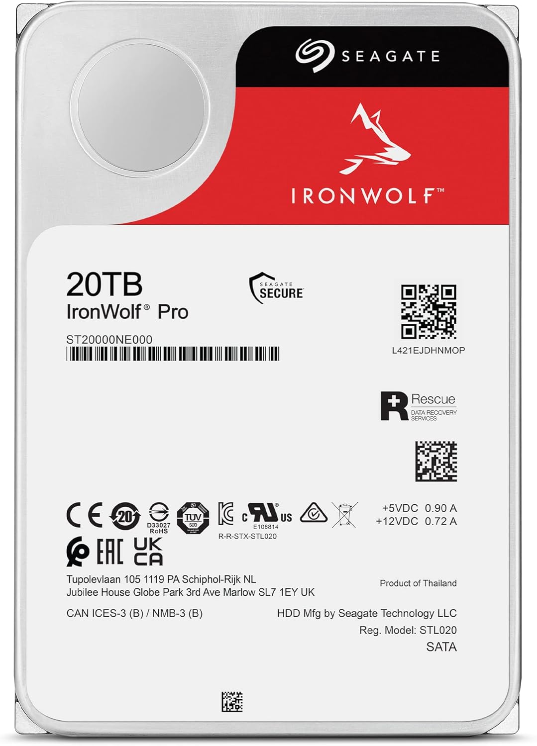 Seagate IronWolf Pro 20TB NAS Internal Hard Drive HDD ?C CMR 3.5 Inch SATA 6Gb/s 7200 RPM 256MB Cache for RAID Network Attached Storage, Rescue Services (ST20000NE000) - Image 2