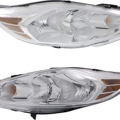 Evan-Fischer Headlight Set of 2 Compatible with 2011-2013 Ford Fiesta Clear Lens Halogen Composite With bulbs CAPA Driver and Passenger Side