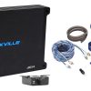 Rockville dB14 4000w Peak/1000w RMS Mono 2 Ohm Amplifier Car Audio Amp Bundle with Rockville RWK4CU 4 AWG Gauge 100% Copper Complete Amp Installation Wire Kit OFC